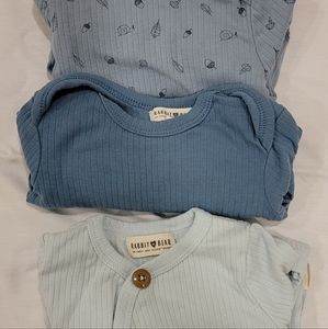 Three long sleeve 3-6 month rabbit bear bodysuits
